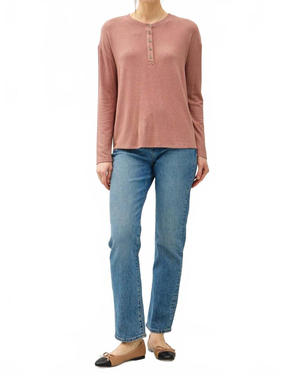 NEW BE COOL sarah hacci henley top in marsala